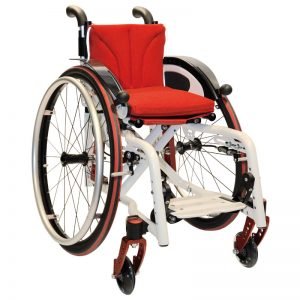 Jump alpha folding wheelchair, white red, for children and young people
