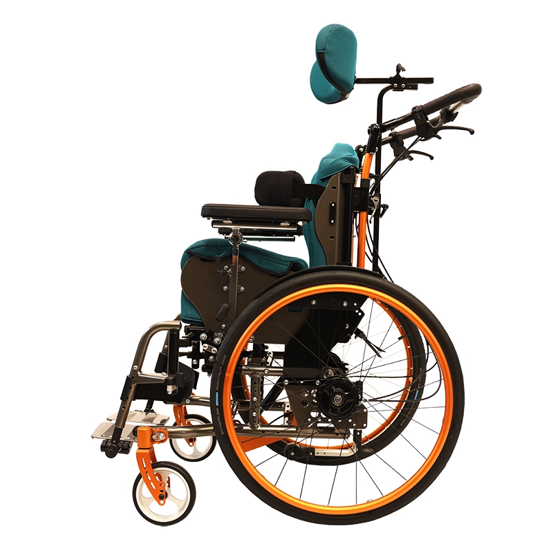 Kantelrollstuhl-LoopRS-titangrau-petrol-orange-links