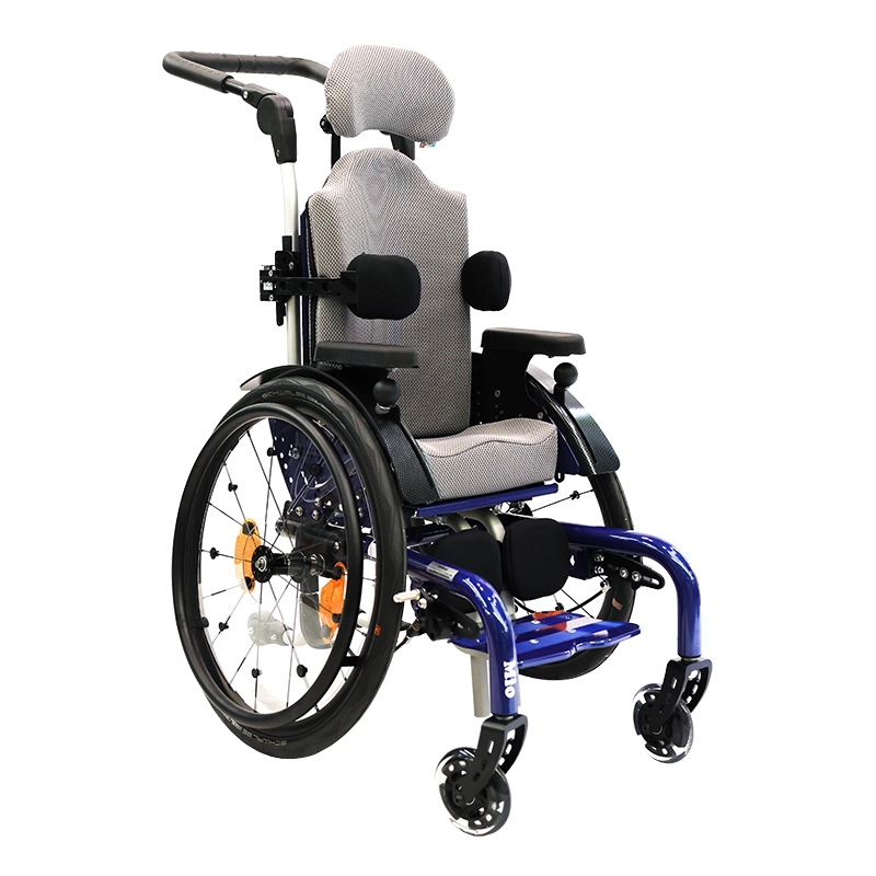 Kinderrollstuhl Mio mit Kopfstütze, Pelotten und Schiebebügel, Aktivrollstuhl für Kinder