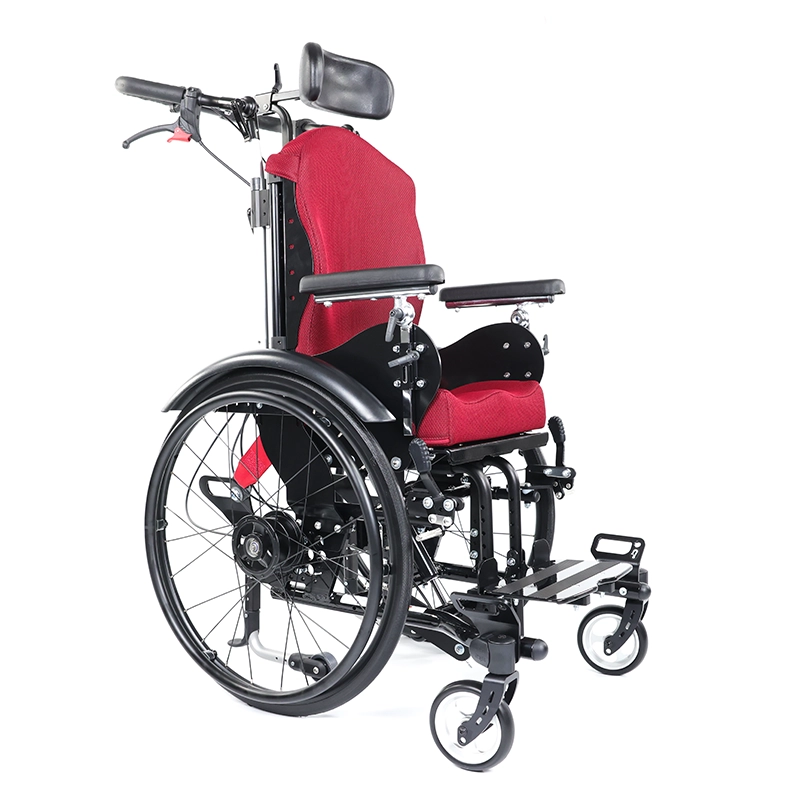 Kantelrollstuhl-LoopRS-schwarz-bordeauxrot-1 Kantelrollstuhl Loop RS mit Kopfstütze und Schiebebügel, Farbe schwarz und bordeauxrot